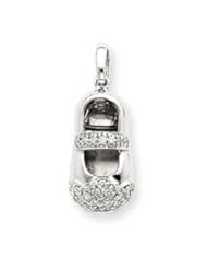 14k White Gold Diamond Baby Girl Shoe Pendant Carat Wt- 0.17ct. Metal Wt- 1.62g