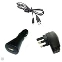 Ex-Pro [PACK] TomTom Travel Kit - Car Adapter, Mains Adapter, USB Cable Lead Charger 3 in 1 - Charge at home, in-Car and connection to PC suitable for GO 940, GO 930, GO 920, GO 910, GO 740, GO 730, GO 720, GO 710, GO 700, GO 630, GO 540, GO 530, GO 520, GO 510, GO 500, GO 300, GO, XL 30 Series, ONE XL HD, Traffic, ONE XL, ONE 30 Series, ONE 3rd edition, ONE 2nd edition, ONE 1st edition, RIDER 2nd edition, RIDER 1st edition