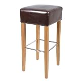 Tabouret de bar bois de h&ecirc;tre massif brun - BAR-02-BBr