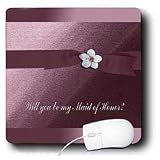 Beverly Turner Wedding Attendant and Bridal Party Design Maid of Honor Rose Pink Ribbon with Flower Mouse Pads