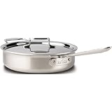 All-Clad BD55404 D5 Brushed 18/10 Stainless Steel 5-Ply Bonded Dishwasher Safe Saute Pan with Lid Cookware, 4-Quart, Silver