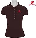 NCAA Wisconsin Badgers Ladies Black Remarkable Short Sleeve Polo