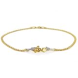 14K Gold Bizmark Link Love Anklet with Diamond Accent - 9