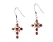 Coral Cross Earrings in Sterling Silver