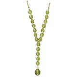 1928 Gold-tone Olivine Crystal Beaded 16 Inch with Extension Y Necklace