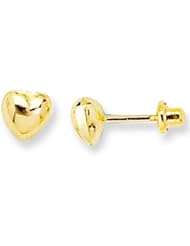 Childs 14k Gold Puffed Heart Stud Earrings