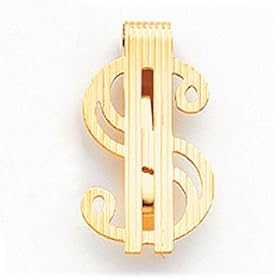 14kt Gold Straight Lines Dollar Sign Money Clip