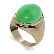 14 KT Yellow Gold Mens Band Green Jade 14K Ring