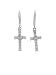 Sterling Silver Polished Clear CZ Cross Earrings