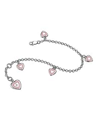 Childrens Jewelry - Diamond Resin Heart Charm Silver Bracelet