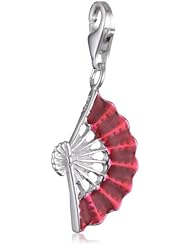 VINANI brand Germany 925 Sterling Silver Charm Pendant Fan neon red enameled HFCR