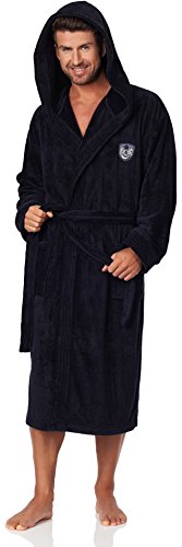 L&L Peignoir Homme avec Capuche IVO LONG (Bleu foncé, XL)