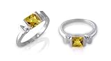 Princess Cut Citrine Ring Sterling SIlver