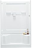 Sterling/Vikrell 48-Inch Seated Shower Stall Base with Two Molded Seats, White, Swirl Gloss #62031100-0