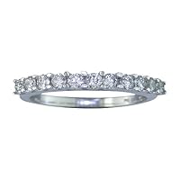 1/2 Ct. 11-Stone Round Cut Diamond Ring Wedding Band In White Gold , Available In Size 7