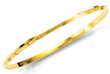 14k Yellow Shiny Edged Slip-on Bangle Bracelet – 8 Inch