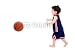 Wallmonkeys Peel and Stick Wall Decals - Adorable Toddler Boy Playing Basketball Barefoot over White - Removable Graphic