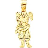 10K Yellow Gold Girl Softball Player Charm Diamond Cut