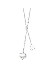 Sterling Silver 17in Polished & Textured Puffed Heart Fancy Drop Necklace