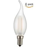COOLWEST LED Filament Candelabra Light Bulb, Frosted Glass, E12/4Watt, 120V No-Dimmable ,3000K Warm White, Replacement for 40 Watt Incandescent Bulb,Pack of 6 Units