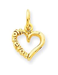 14k Gold Polished I Love You Heart Charm