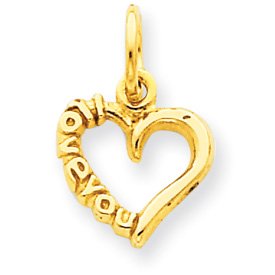 14k Polished I Love You Heart Charm