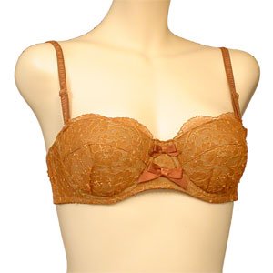 Orlfa NEW $55 BROWN Strapless Lace Mesh Bra #0551 34B