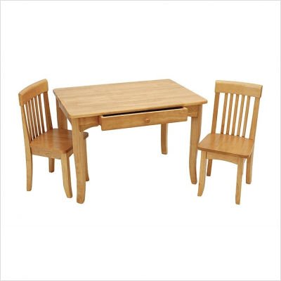 3pcs Avalon Series Natural Finish Kid's Table and Two Chair Set