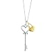 Two-tone Heart and Key Pendant Necklace w/18" Chain in Sterling Silver