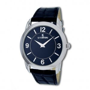 Le Chateau Men's Slim Leather Strap Watch #7010M-2