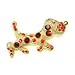 dachshund11 - Red Austrian Rhinestone Dachshund Dog GoldTone Brooch Pin