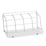 Fellowes 10402 Wire Catalog Rack, 4 Compartment, Silver Finish