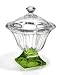 COVERED CRYSTAL CANDY DISH WITH EMERALD BASE, EMPIRE COLLECTION