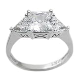 Keane's Princess & Trillion cut CZ 3 Stone Engagement Ring