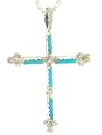 Beautiful! Sterling-silver Zuni Needle Point Turquoise Cross Pendant-necklaces