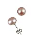 Lavender 4.5-5mm AAAA Cultured Pearl Platinum Overlay Sterling Silver Stud Earrings (LS1B)