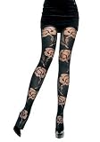 Black Opaque Pantyhose With Sheer Rose Pattern by Leg avenue