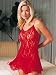 2Pc Rose Lace Flared Chemise With G-String (Red-One Size)