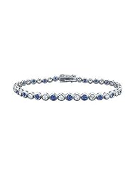 Sapphire and Diamond Tennis Bracelet with 4.00 CT TGW on Platinum