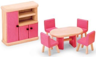 Childrens Toyshop  Toys : Pintoy Dolls House Wooden Accessory set - Dining Room
