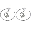 BABY PHAT Silver Tone CAT Dangle HOOP Earrings