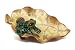 Frog Candy/Soap Dish: Green/Black Frog On Beige Leaf