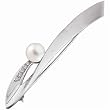 14Kt White Gold Elegant Pearl and Diamond Brooch