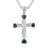 Silver & Diamond Onyx Cross Pendant