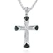 Silver & Diamond Onyx Cross Pendant