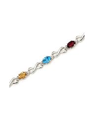 14K White Gold Oval Multi and Diamond Bracelet by Jewelry Mountain