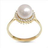 Golden Sunflower Japanese Akoya Cultured Pearl Ring