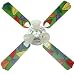 Ceiling Fan 52 Inch: Jungle Leaves - Red, Blue, Yellow, Green & Orange