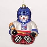 New York Rangers NHL Glass Snowman Ornament (5.5