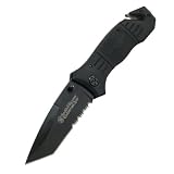Smith & Wesson SWFR2S Extreme Ops Knife with Coated Tanto Blade and Rubber Coated Handle, Black